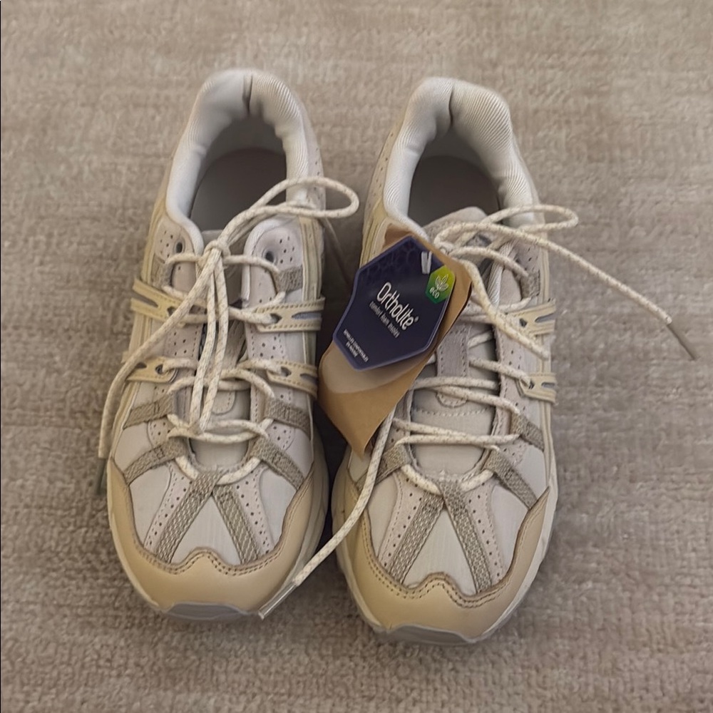 Asics Cream and Tan Sneakers
